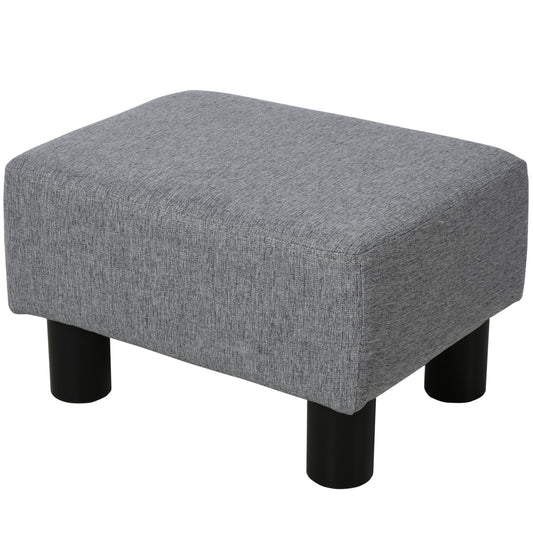 Ottoman Foot Rest, Small Foot Stool with Linen Fabric Upholstery and Plastic Legs, Cube Ottoman for Living Room, Gray