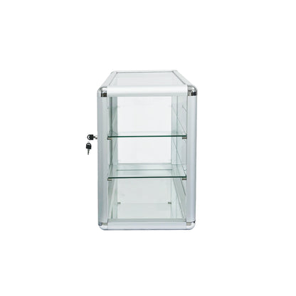 Tempered Glass Counter Top Display Showcase with Sliding Glass Door and Lock,Standard Aluminum Framing with Sliding Glass Door and Lock-display cabinet