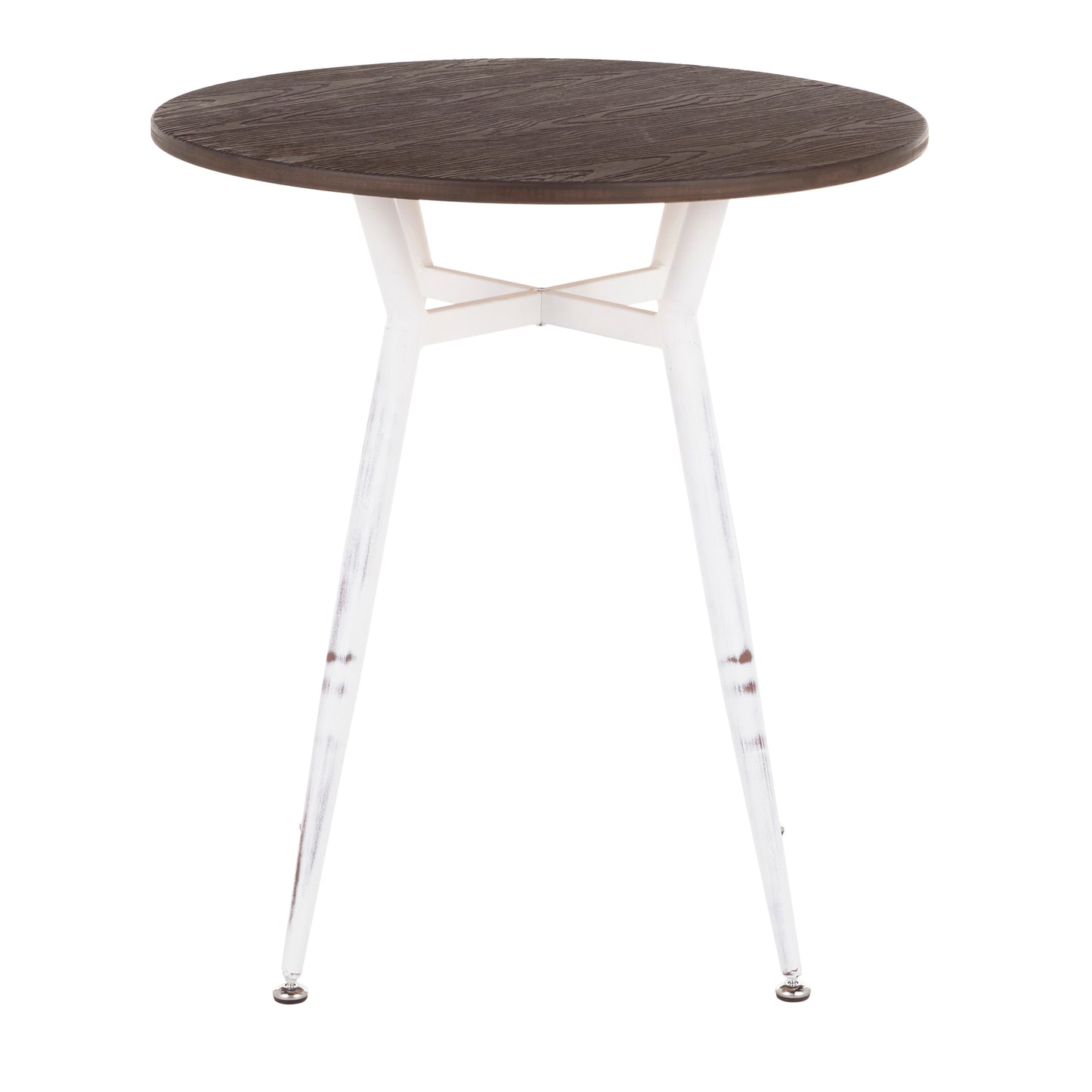 Clara Industrial Round Dinette Table in Vintage White Metal and Espresso Wood-Pressed Grain Bamboo by LumiSource