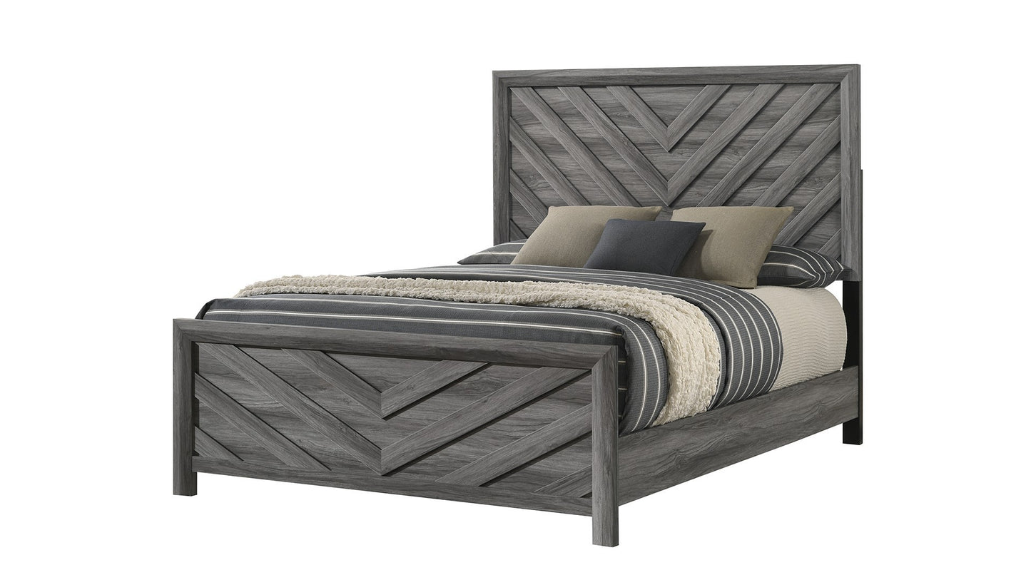Denver Modern Style Queen Bed Made with Wood in Gray