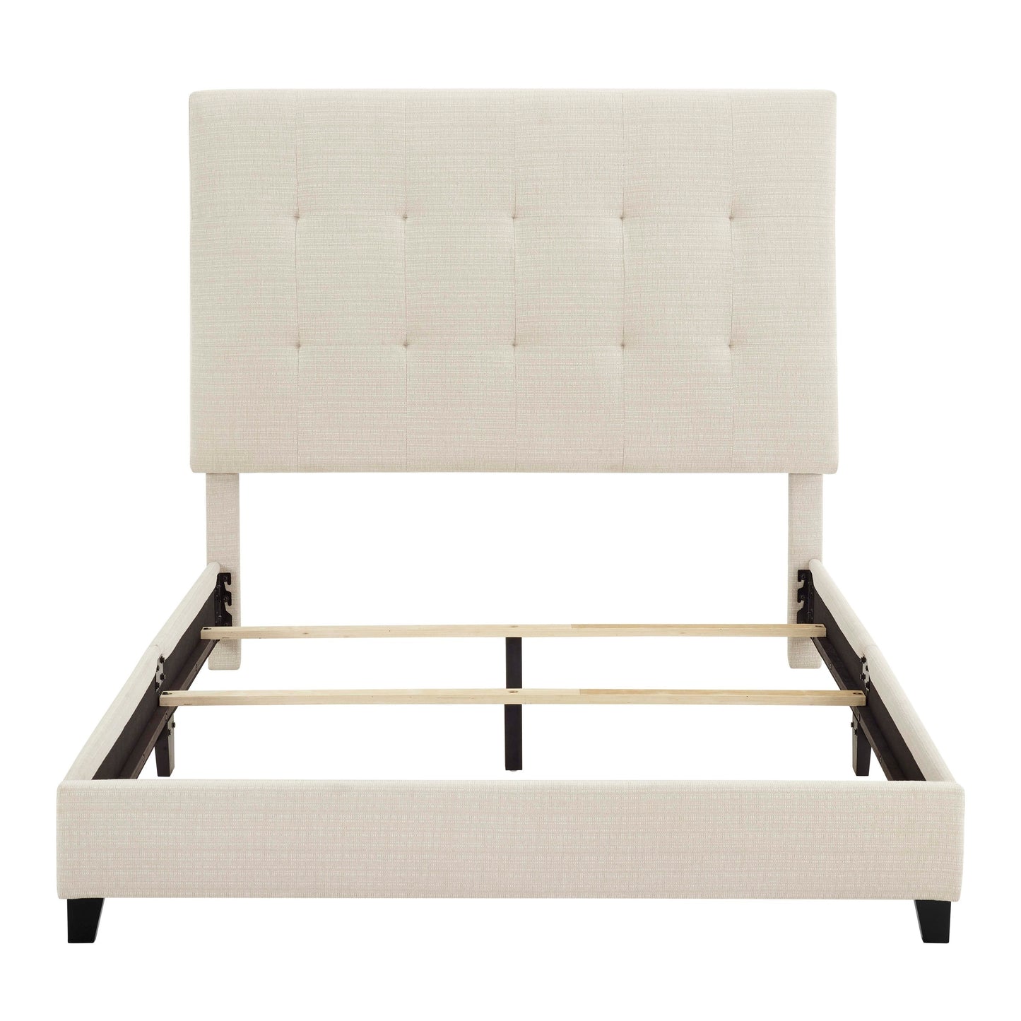 Queen Size Beige Tufted Upholstered Platform Bed