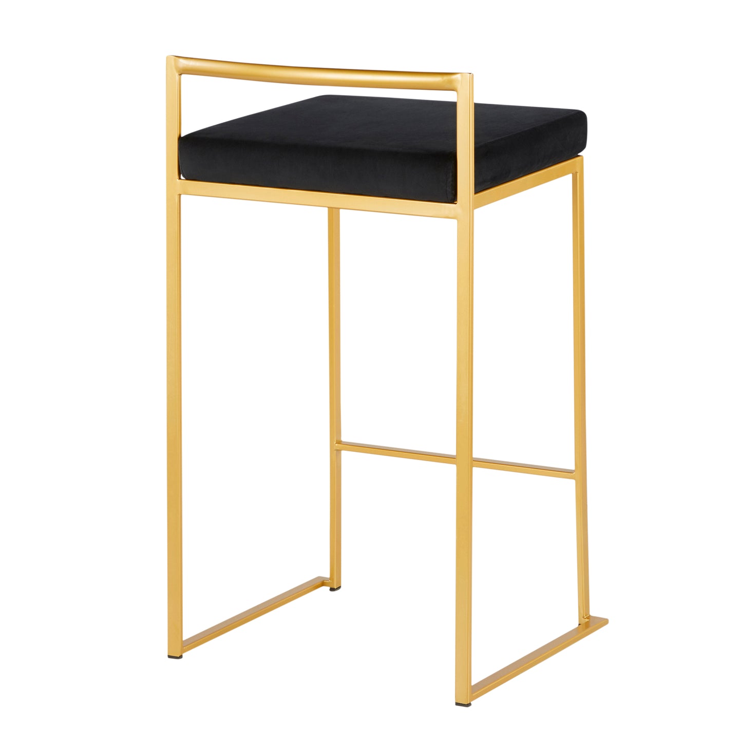 Fuji Contemporary Counter Stool in Gold with Black Velvet Cushion by LumiSource - Set of 2