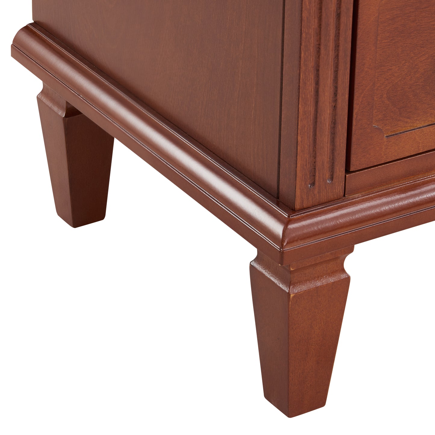 Open Space and 2 Drawers Dresser Nightstand with Charging Station, Farmhouse End Table with USB Ports and Outlets, Fluted Pilasters Design Side Table with Solid Wood Legs for Bedroom