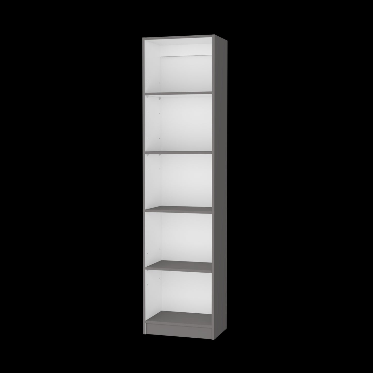 Zachary Matt Gray and White 5-Shelf Slim Bookcase