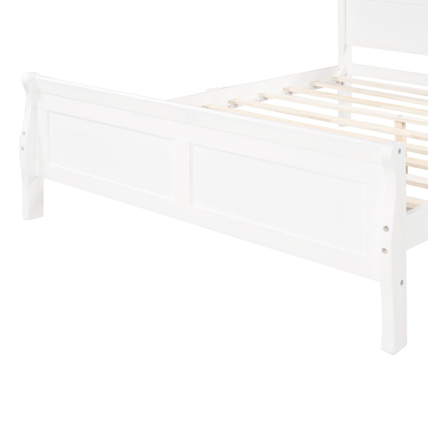 Queen Size Wood Platform Bed with Headboard and Wooden Slat Support (White)