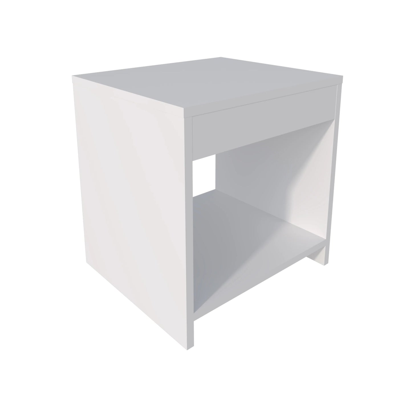 White Nightstand with Open Storage