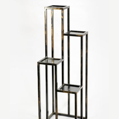 47.25" 4 Tier Black / Gold Cast Metal Plant Stand