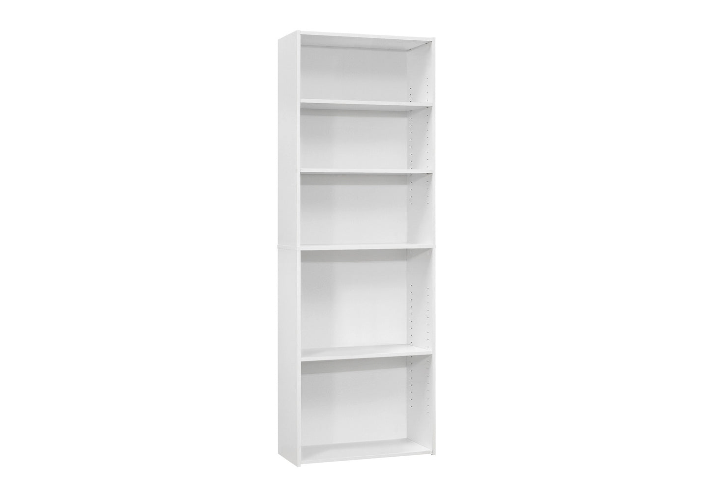 Bookshelf, Bookcase, 6 Tier, 72"h, Office, Bedroom, White Laminate, Transitional