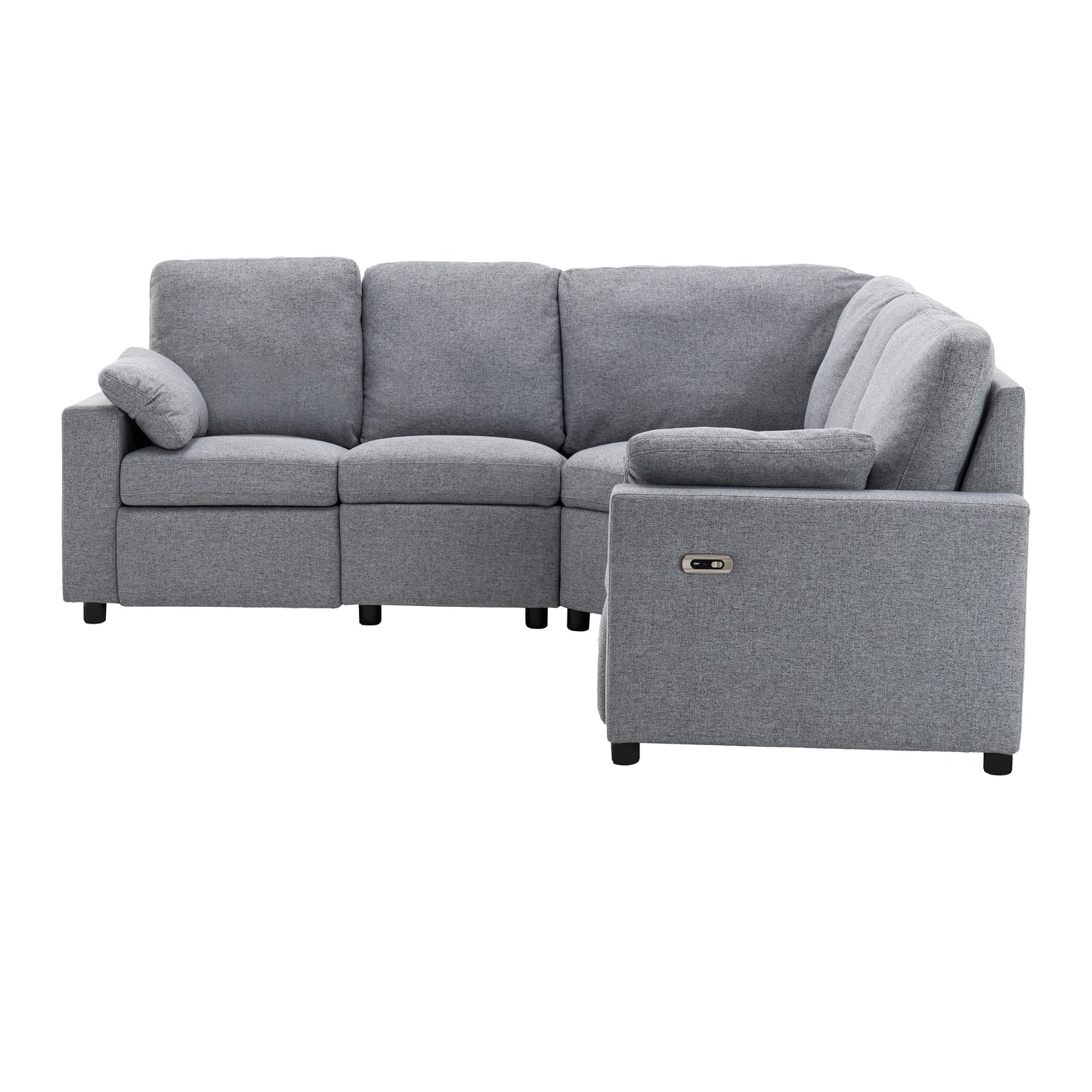 89" Power Recliner Sectional Sofa Home Theater Reclining Sofa with Two USB Ports, Two Storage Drawers for Living Room, Gray