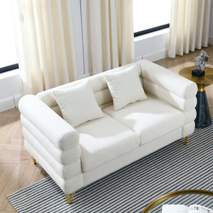 3-seater + 3-seater Combination sofa.White teddy(Ivory)