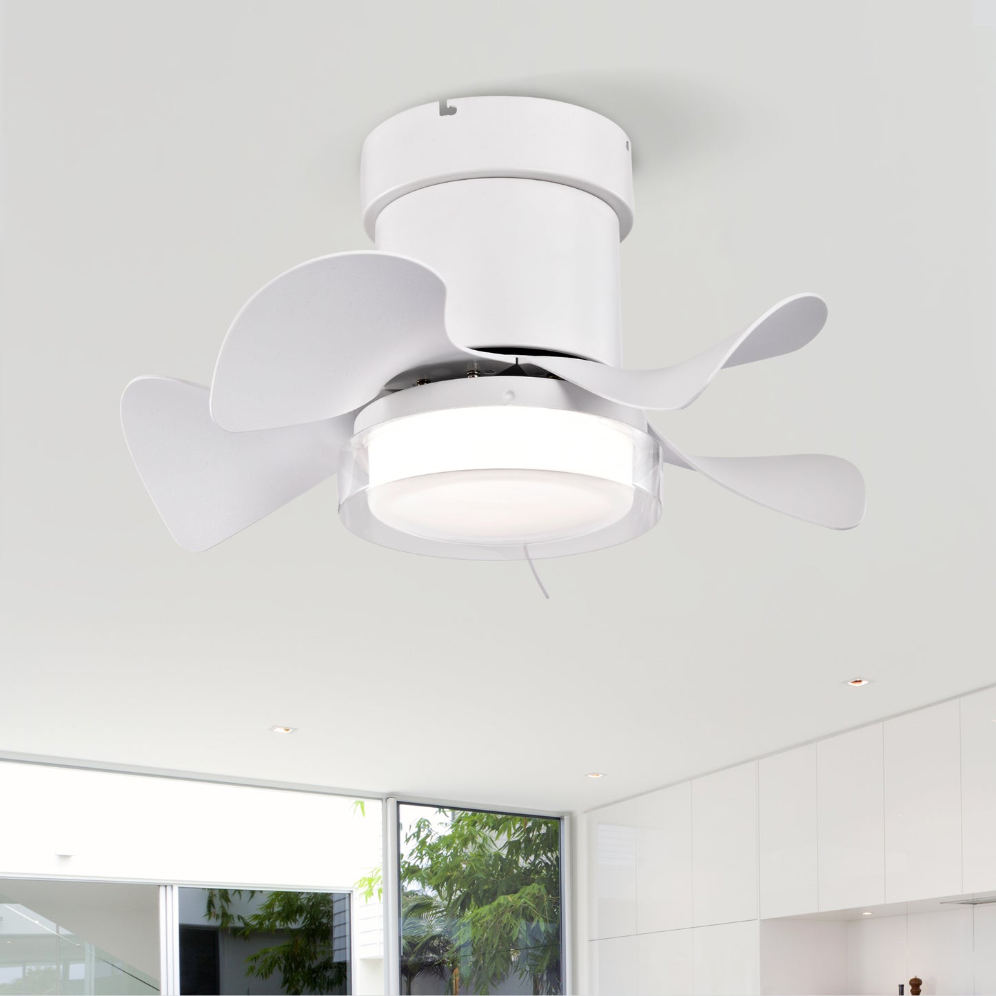 21 inch Ceiling Fan with 3 Color Temperatures Light and Remote Control DC Motor Powerful and low noise Small Space ceiling fan for Kitchen Bedroom Dining room Toilet Patio (Matte White)