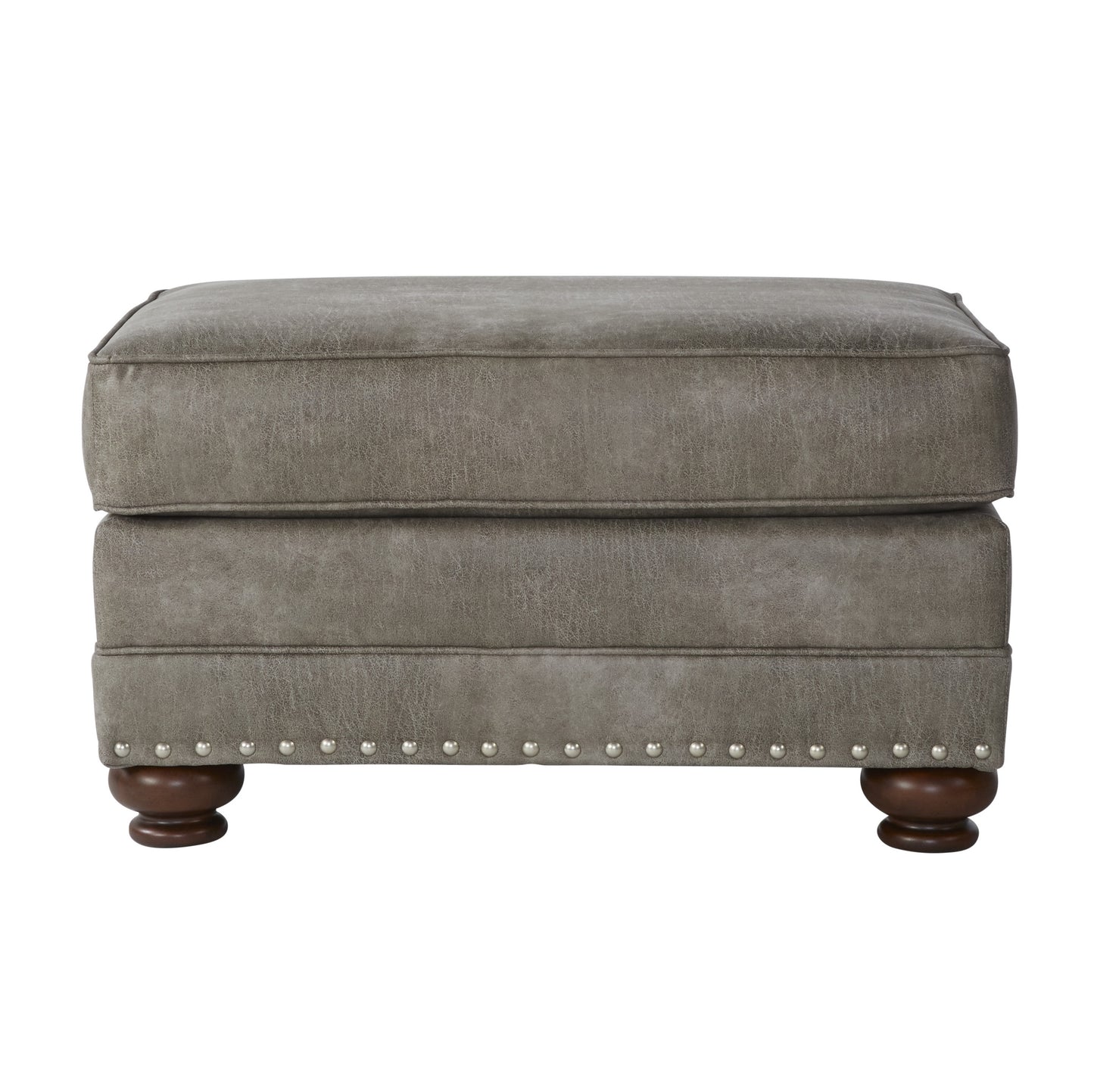 Leinster Faux Leather Upholstered Nailhead Ottoman