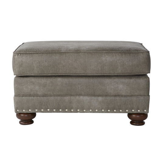 Leinster Faux Leather Upholstered Nailhead Ottoman
