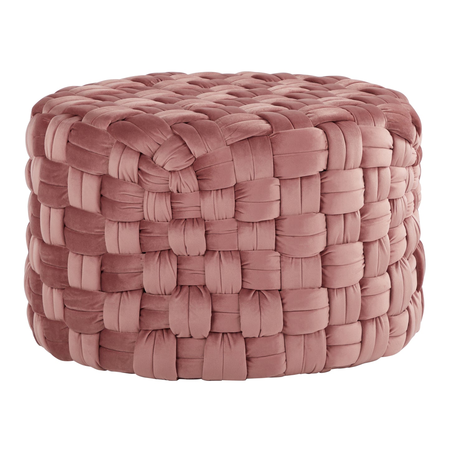 Braided Round 24' Ottoman in Blush Pink Velvet by LumiSource