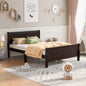 Queen Size Wood Platform Bed with Headboard and Wooden Slat Support (Espresso)