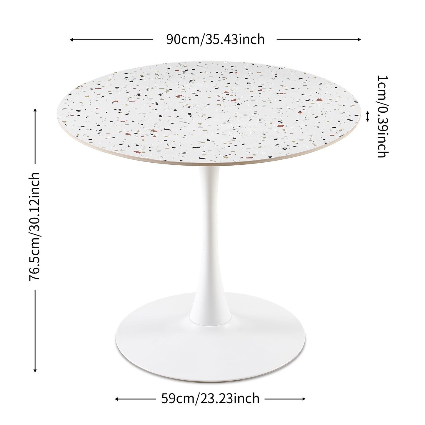 Mid-Century White Stone Round Dining Table for Dining Room, Living Room,Cafe,Easy to Assemble and Clean