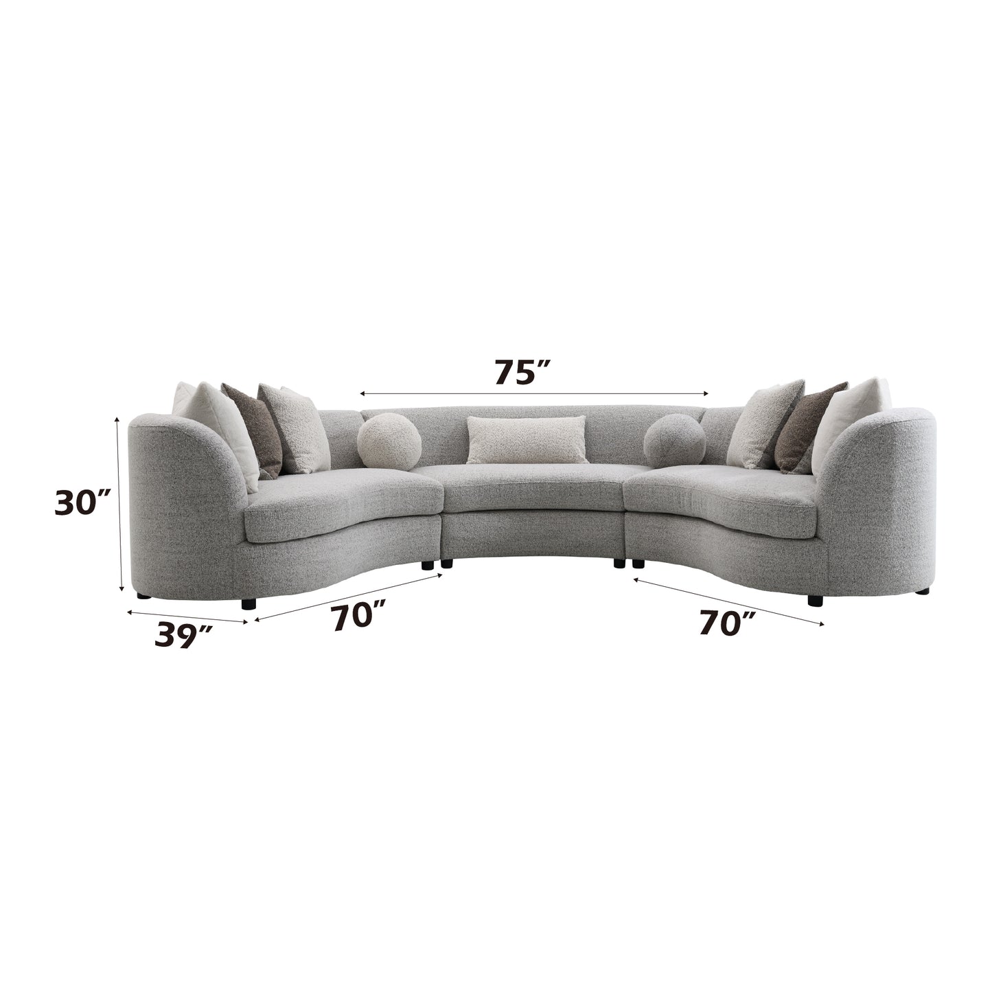 Ivria Gray Boucle Sectional Sofa W/9 Pillows