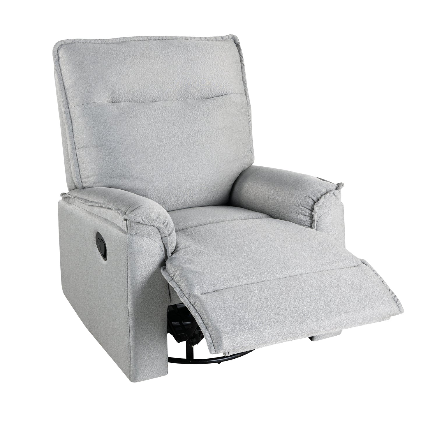 360 Degree Swivel Upholstered Manual Recliner Chair Theater Recliner Sofa Nursery Glider Rocker for Living Room, Grey