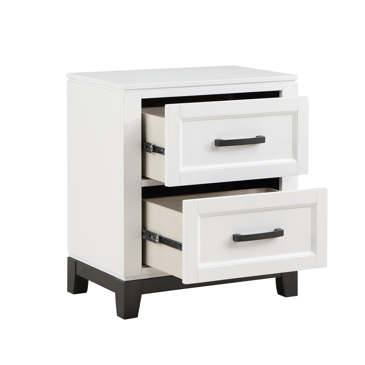 White Finish Nightstand with 2x Storage Drawers Wooden Bedroom Furniture 1pc