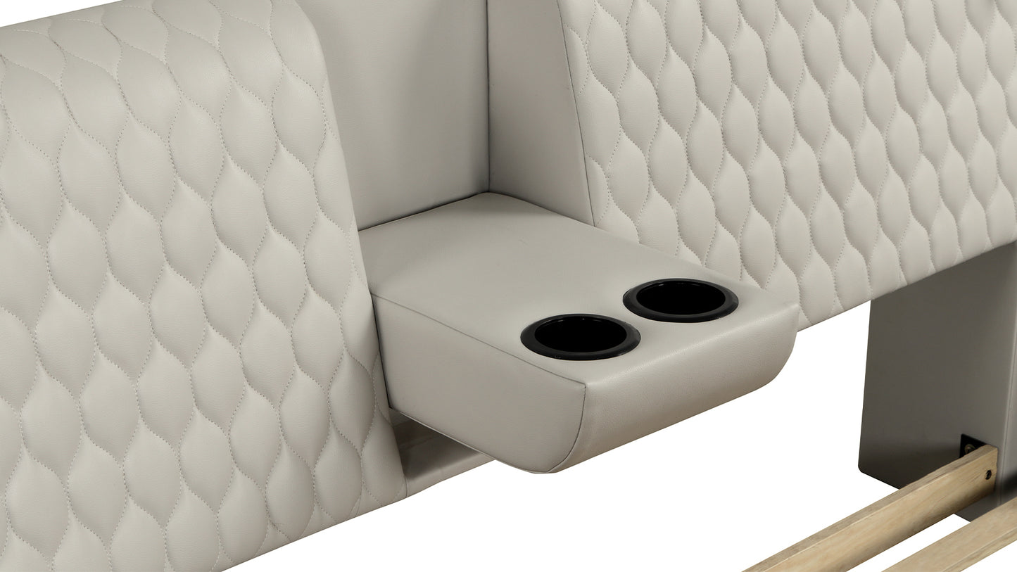 Smart Multifunctional King Size Bed Made with Wood in Beige