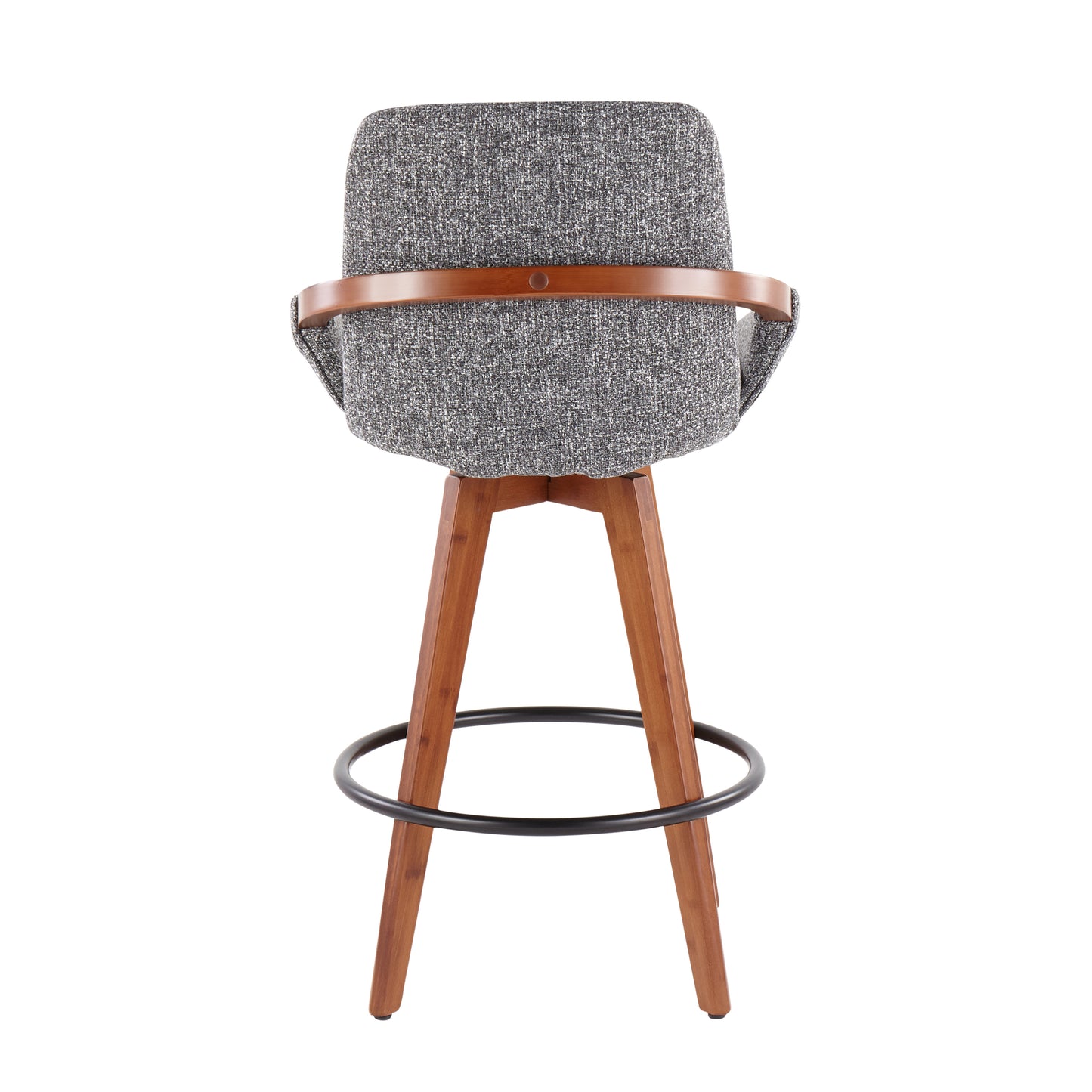 Cosmo Mid-Century Counter Stool in Walnut and Grey Noise Fabric by LumiSource