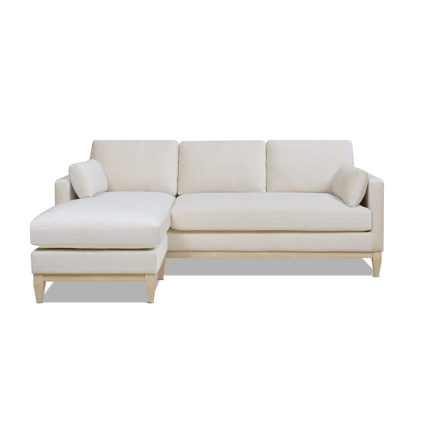 Knox 89" Modern Farmhouse Reversible Chaise Sectional Sofa, French Beige Performance Velvet
