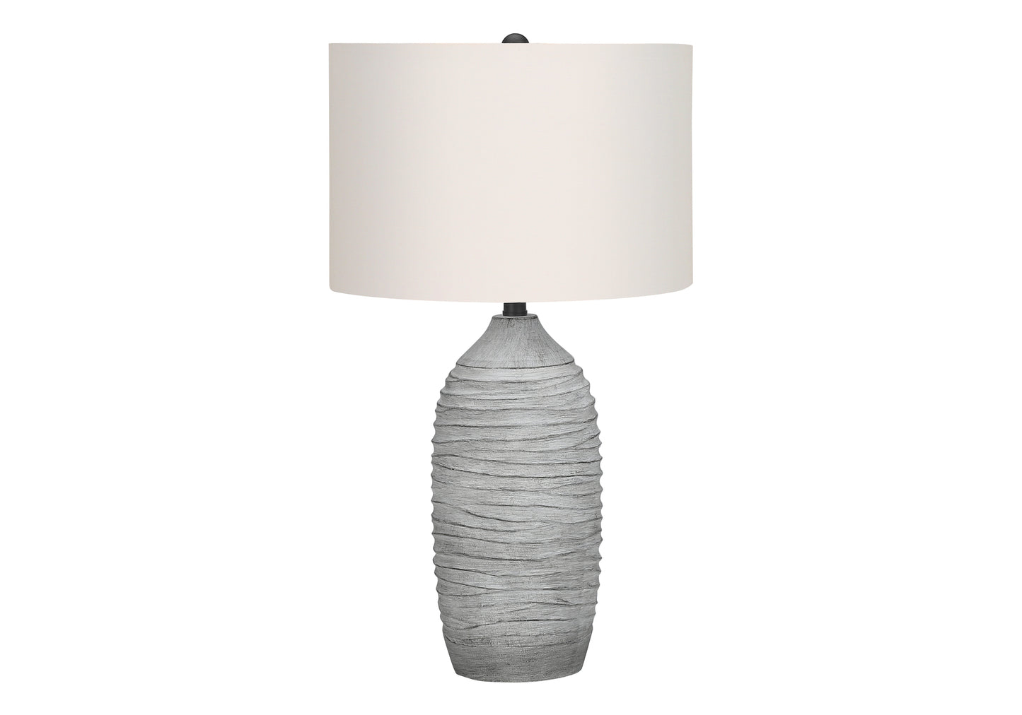 Lighting, 27"h, Table Lamp, Grey Resin, Ivory / Cream Shade, Modern