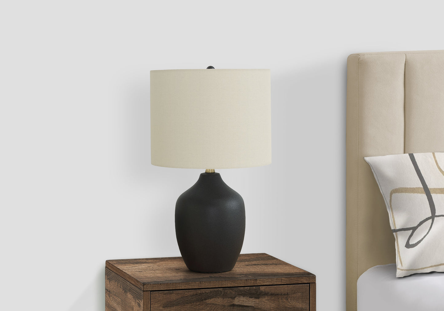 Lighting, 22"h, Table Lamp, Black Ceramic, Ivory / Cream Shade, Transitional