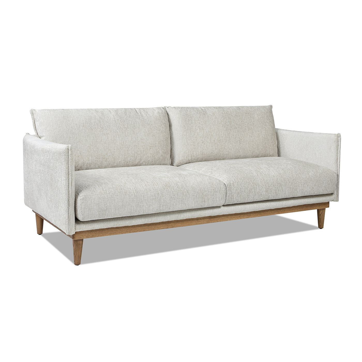 Haven 83" Flange Arm Oak Wood Sofa, Marled Gray Chenille