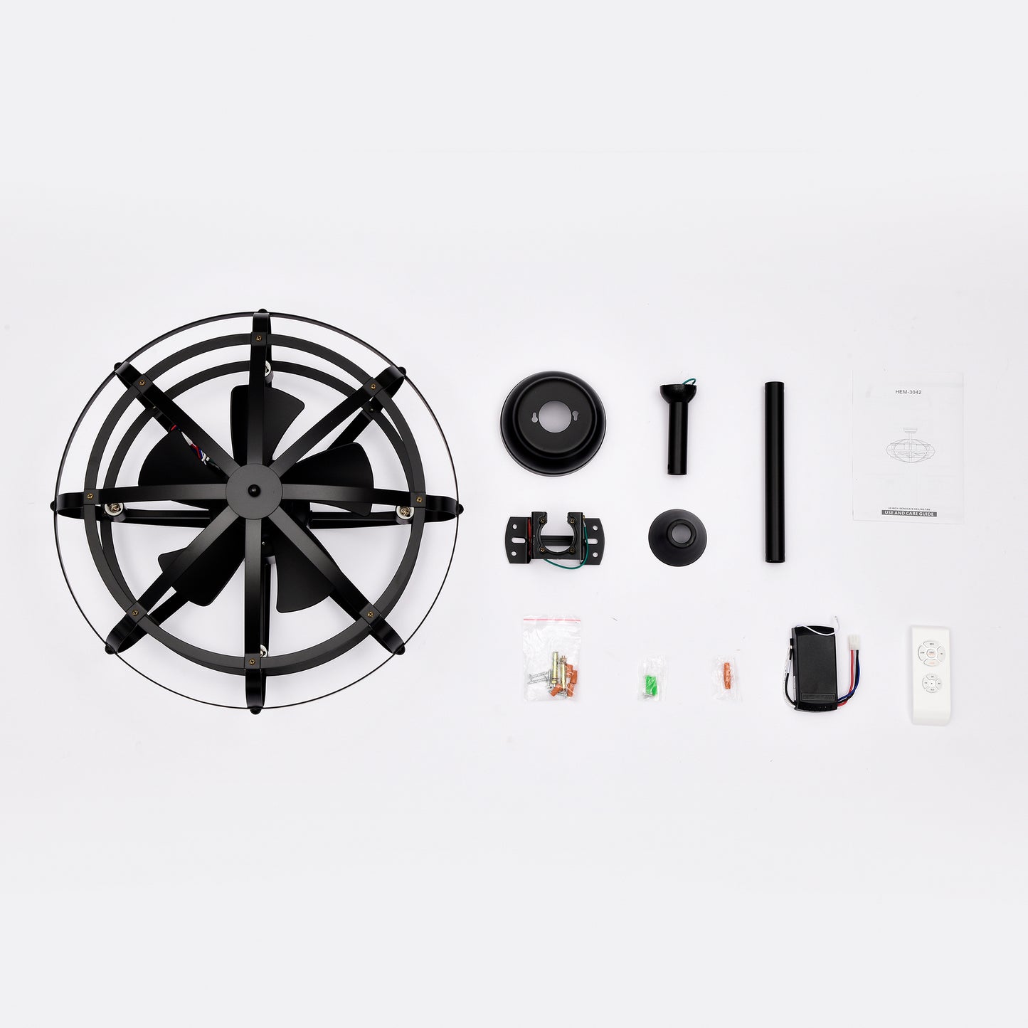 Hot Sell Industrial Ceiling Fan Light Kit for Living Room Bedroom Kitchen and Bladeless Caged Ceiling Fan with Lights