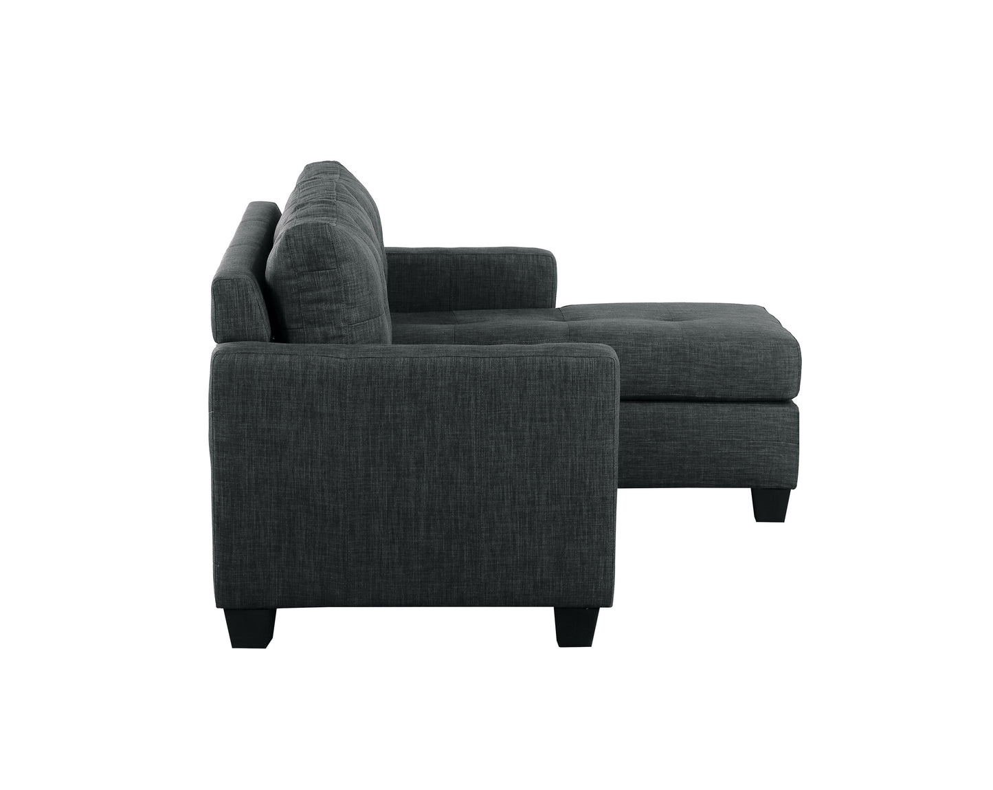 Unique Style Dark Gray Color 1pc Reversible Sofa Chaise Lenin-Like Fabric Upholstered Track Arms Tufted Sectional Sofa