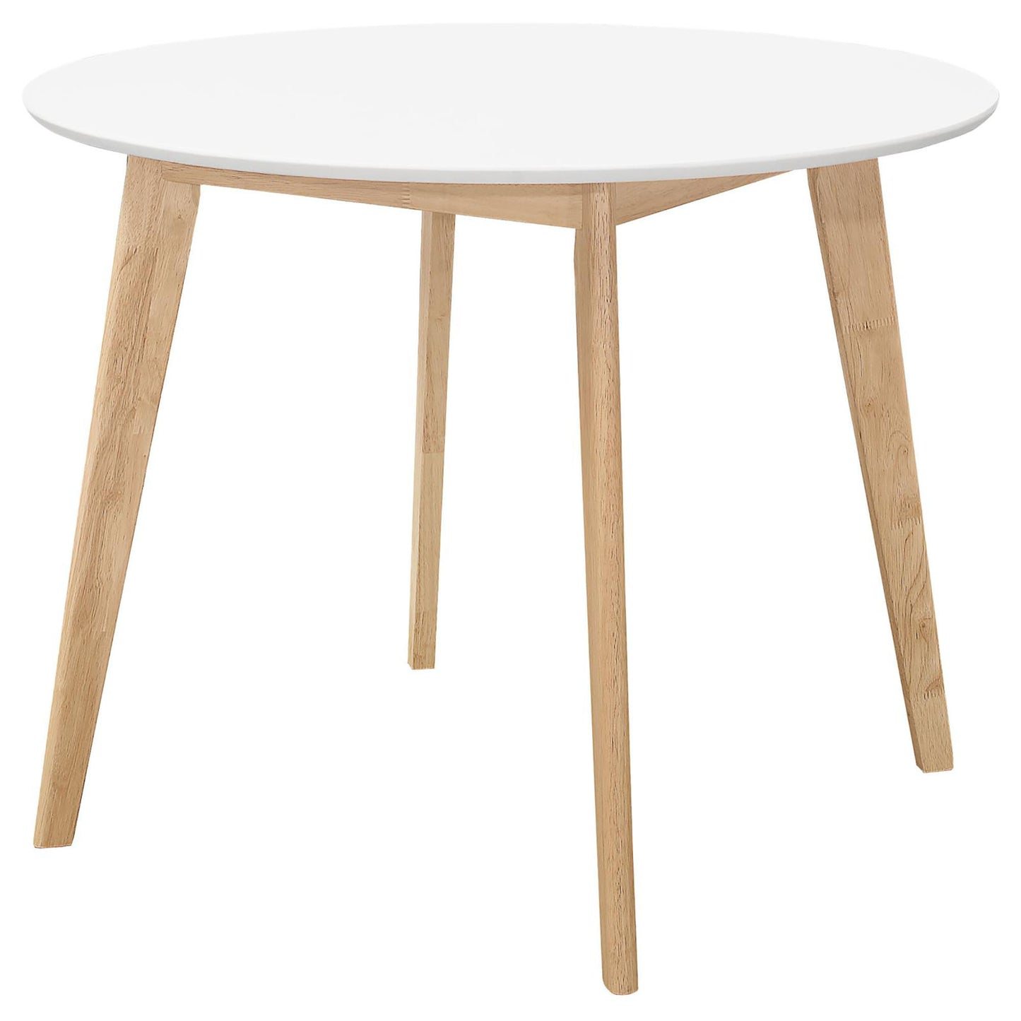 Matte White and Natural Round Dining Table