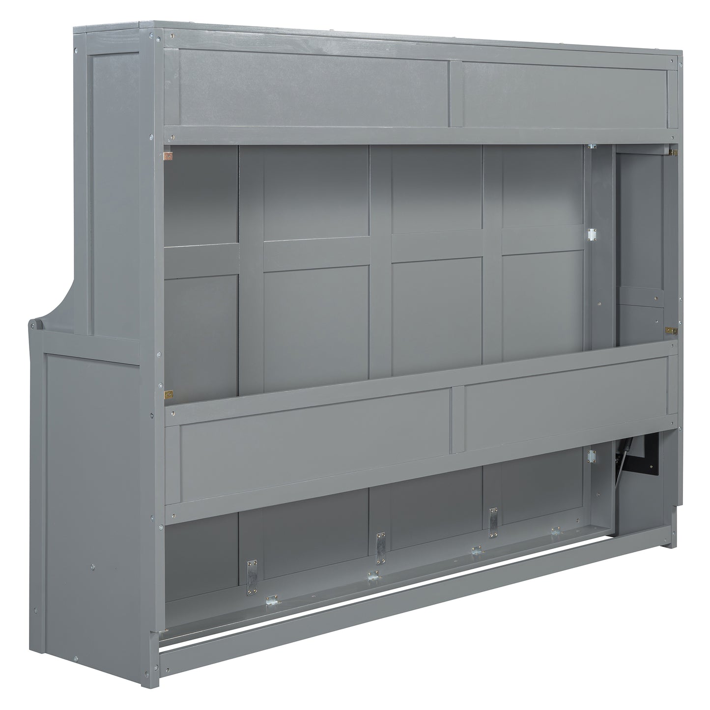 Queen Size Murphy Bed with Hydraulic Lift & Desk Design, Gray