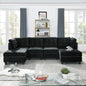 U shape Modular Sectional Sofa,DIY Combination,includes Two Single Chair ,Two Corner and Two Ottoman,Black Velvet.