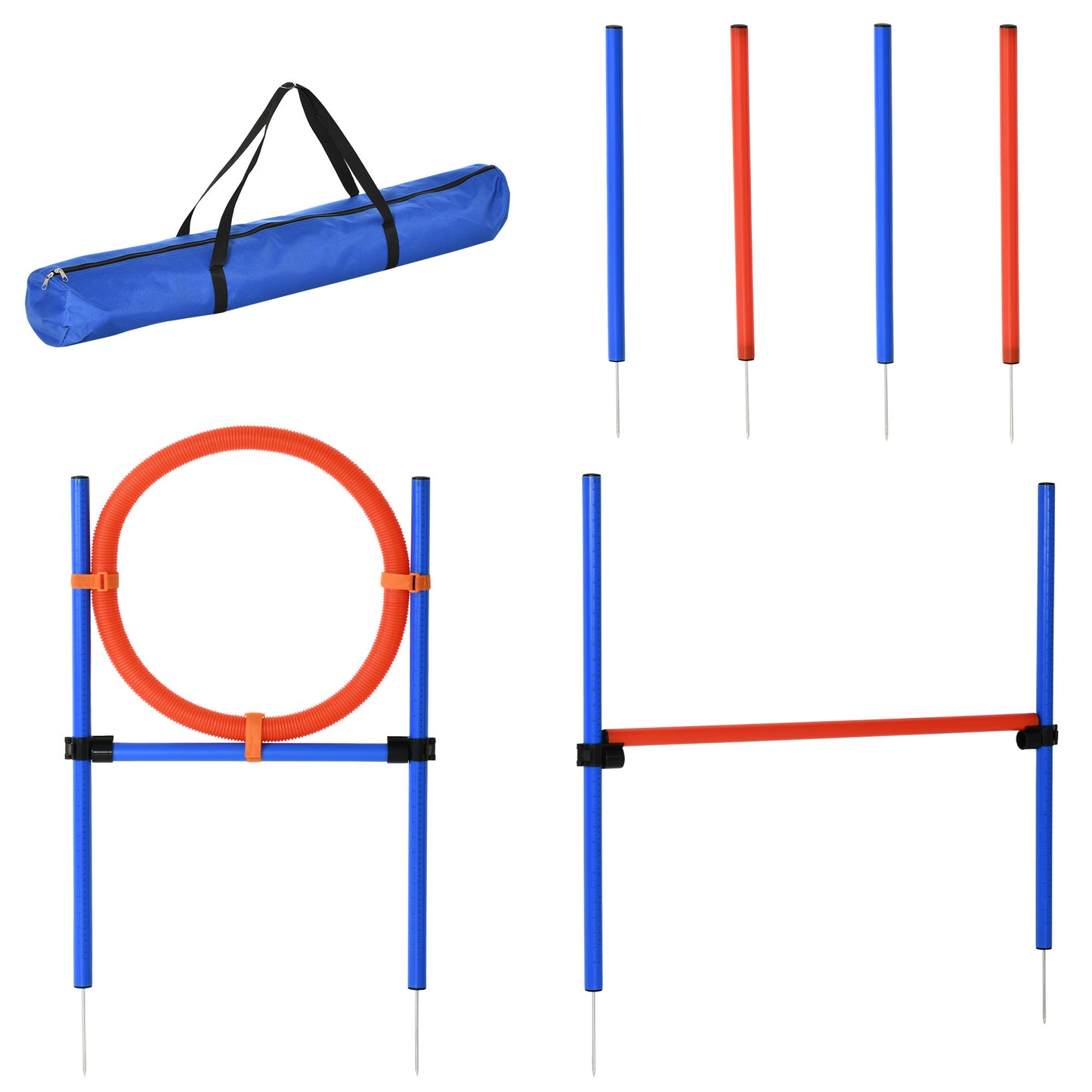 PawHut Dog Agility Training Equipment with Easy 3-Piece Set, Dog Obstacle Course for Backyards of Small Size, Includes Dog Hurdles, Weave poles, Hoop