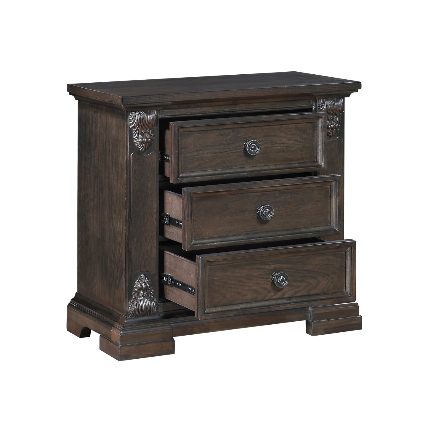 Elegant Design 3-Drawers Nightstand Traditional Vintage Bedroom Furniture 1pc Espresso Finish