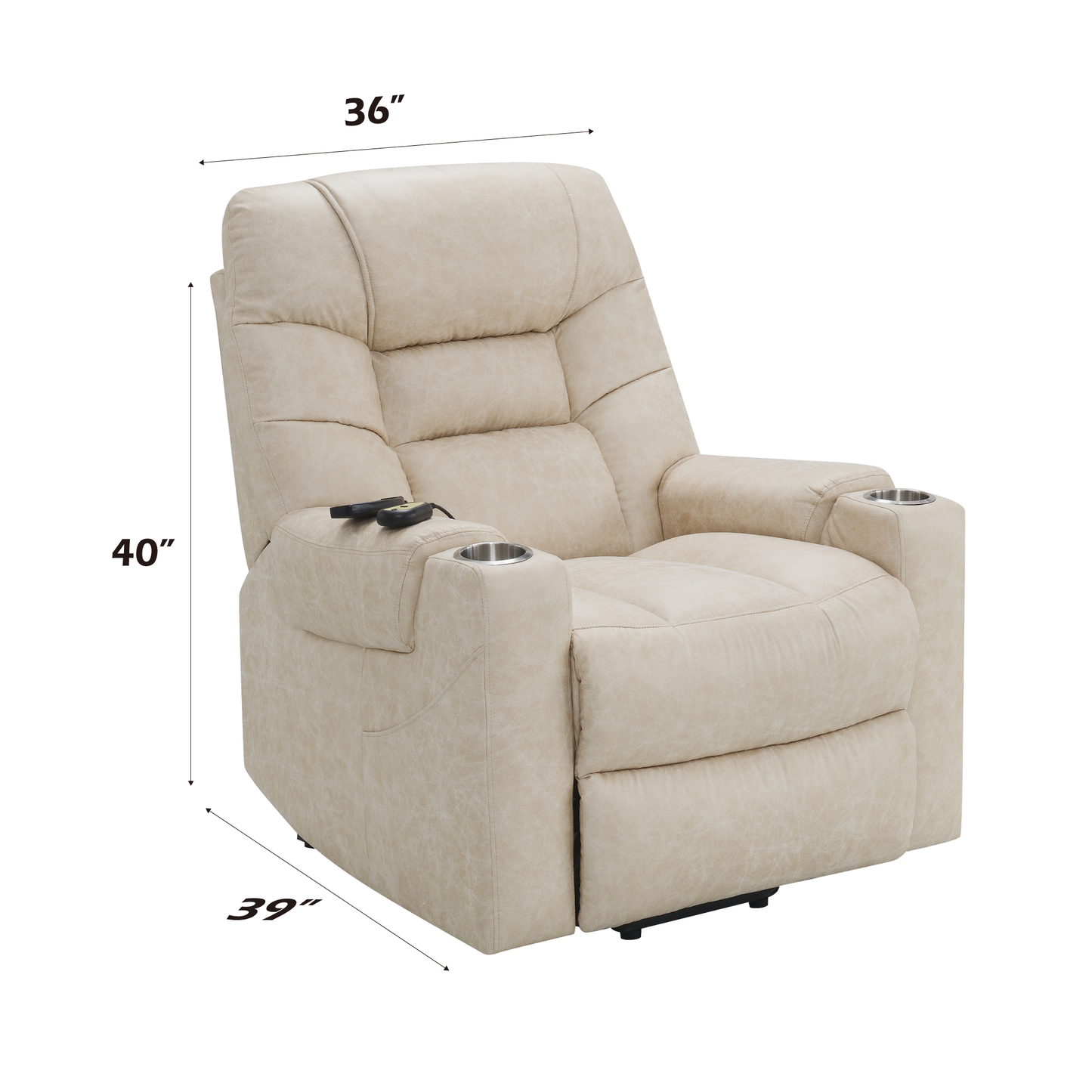 Light Grey Power Lift Recliner with Heating and Massage