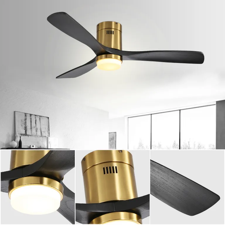 52 Inch Low Profile Ceiling Fan with Remote Control 3 Solid Wood Blades,52 Inches Suitable for Indoor and Outdoor