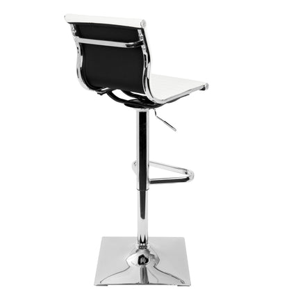 Masters Contemporary Adjustable Barstool with Swivel in White Faux Leather by LumiSource