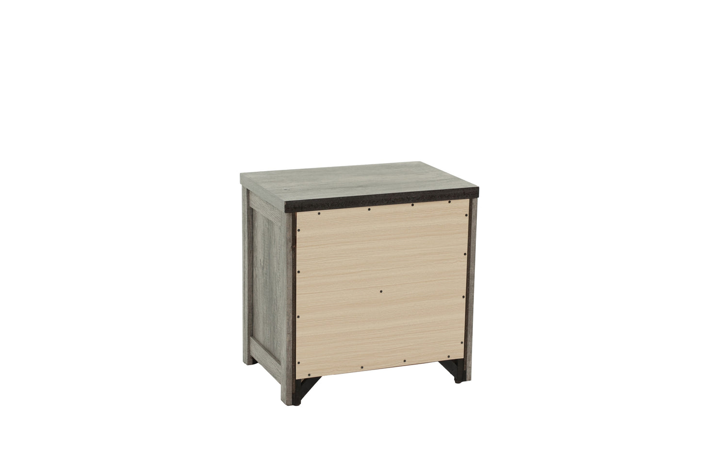Bedroom Furniture Rustic Light Grey Simple 1pc Nightstand 2-Drawers Bed Side Table Solidwood