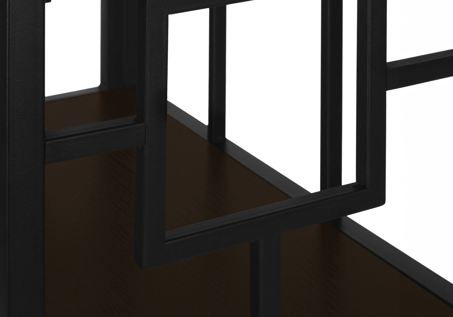 Bookshelf, Bookcase, Etagere, 4 Tier, 62"h, Office, Bedroom, Brown Laminate, Black Metal, Contemporary, Modern