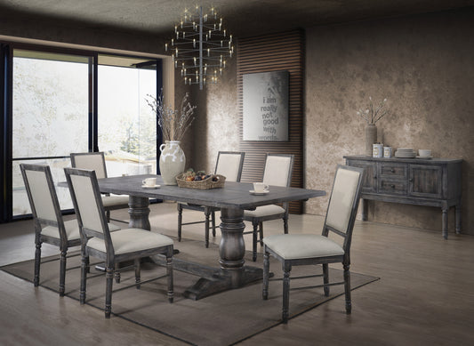 Leventis Weathered Gray Finish 7PCs Dining Room Set