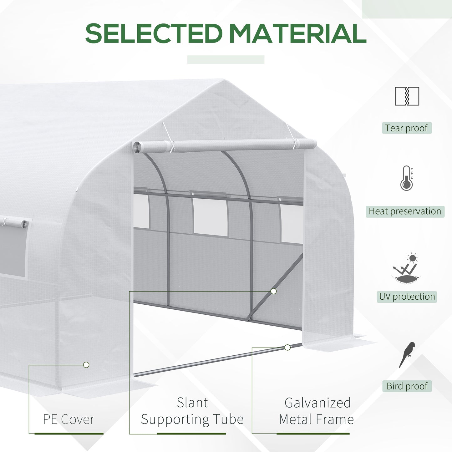 Outsunny 12' x 10' x 7' Walk-in Greenhouse, Tunnel Green House with Zippered Mesh Door and 6 Mesh Windows, Gardening Plant Hot House with Galvanized Steel Frame, White