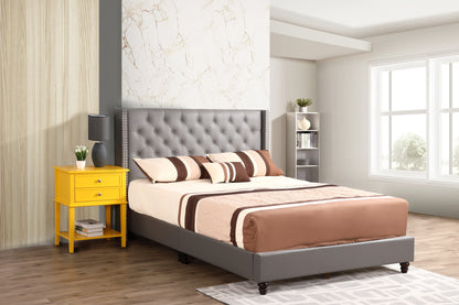 Stylish Light Grey Queen Upholstered Bed