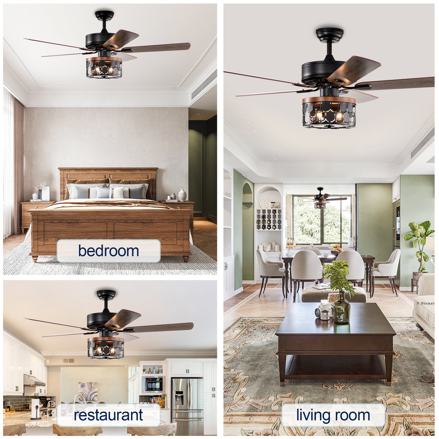 52'' Plywood blades ceiling fan with remote control for the living room ,bed room