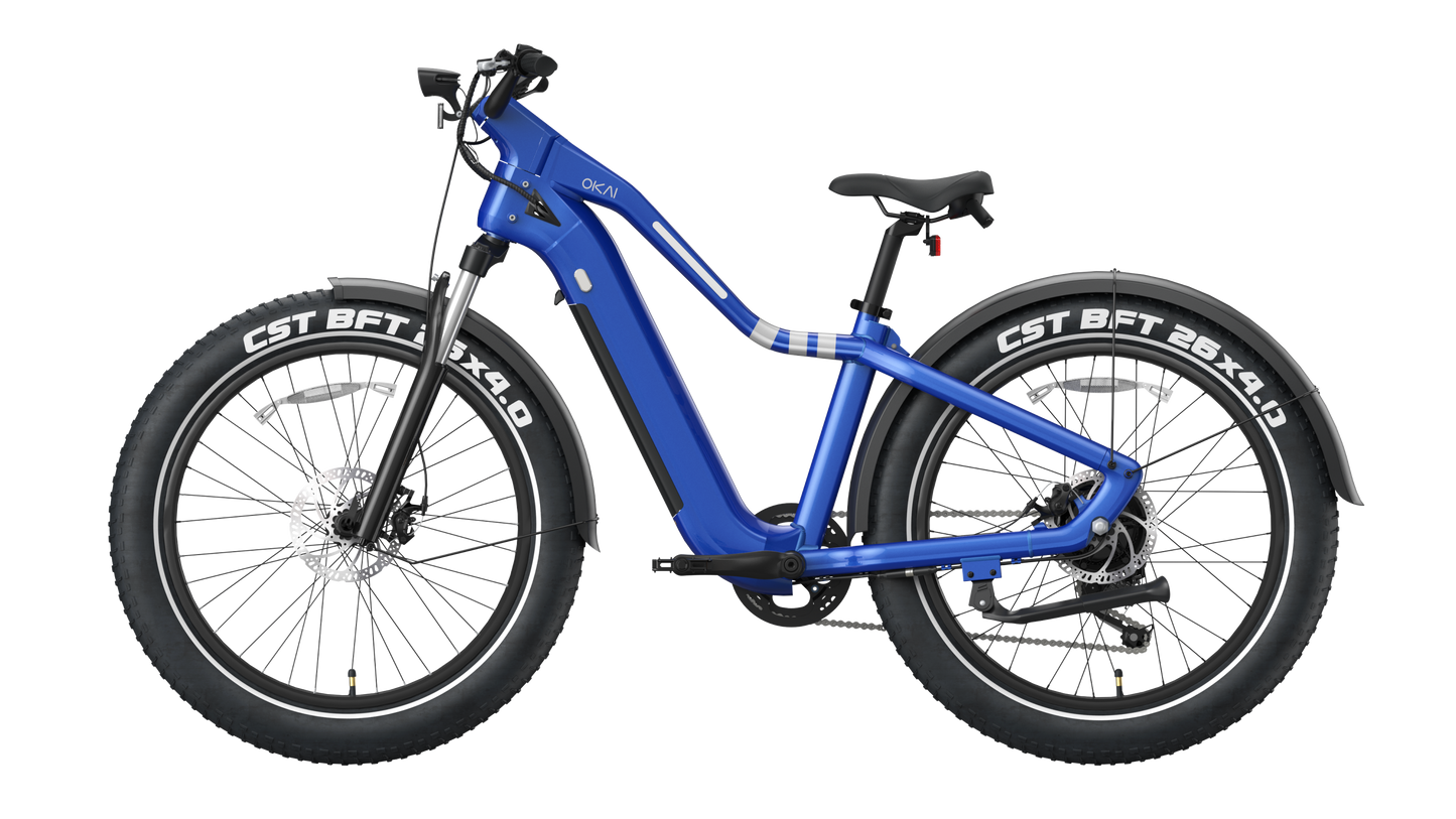 26' Step Over Electric Mountain Bike - Blue