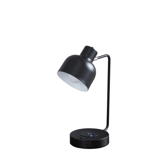 15.25"In Vadim Black Adjustable Student Desk Task Table Lamp W/ Charging Usb Port Station