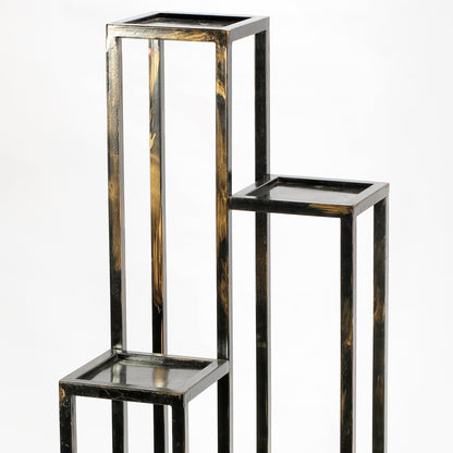 47.25" 4 Tier Black / Gold Cast Metal Plant Stand