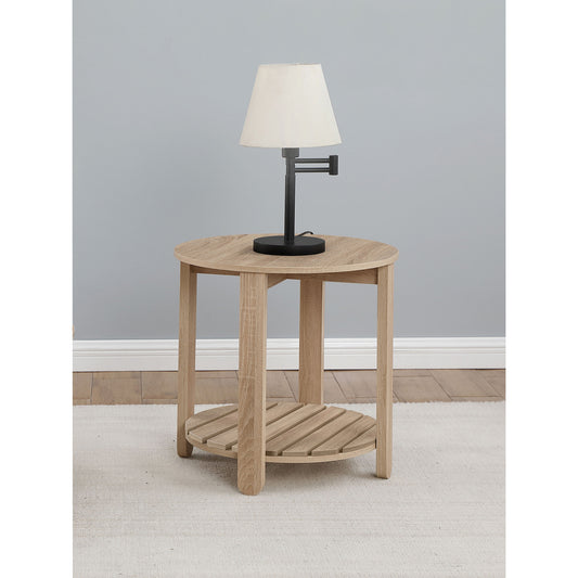 Altos Natural 1-shelf Round Engineered Wood Side End Table