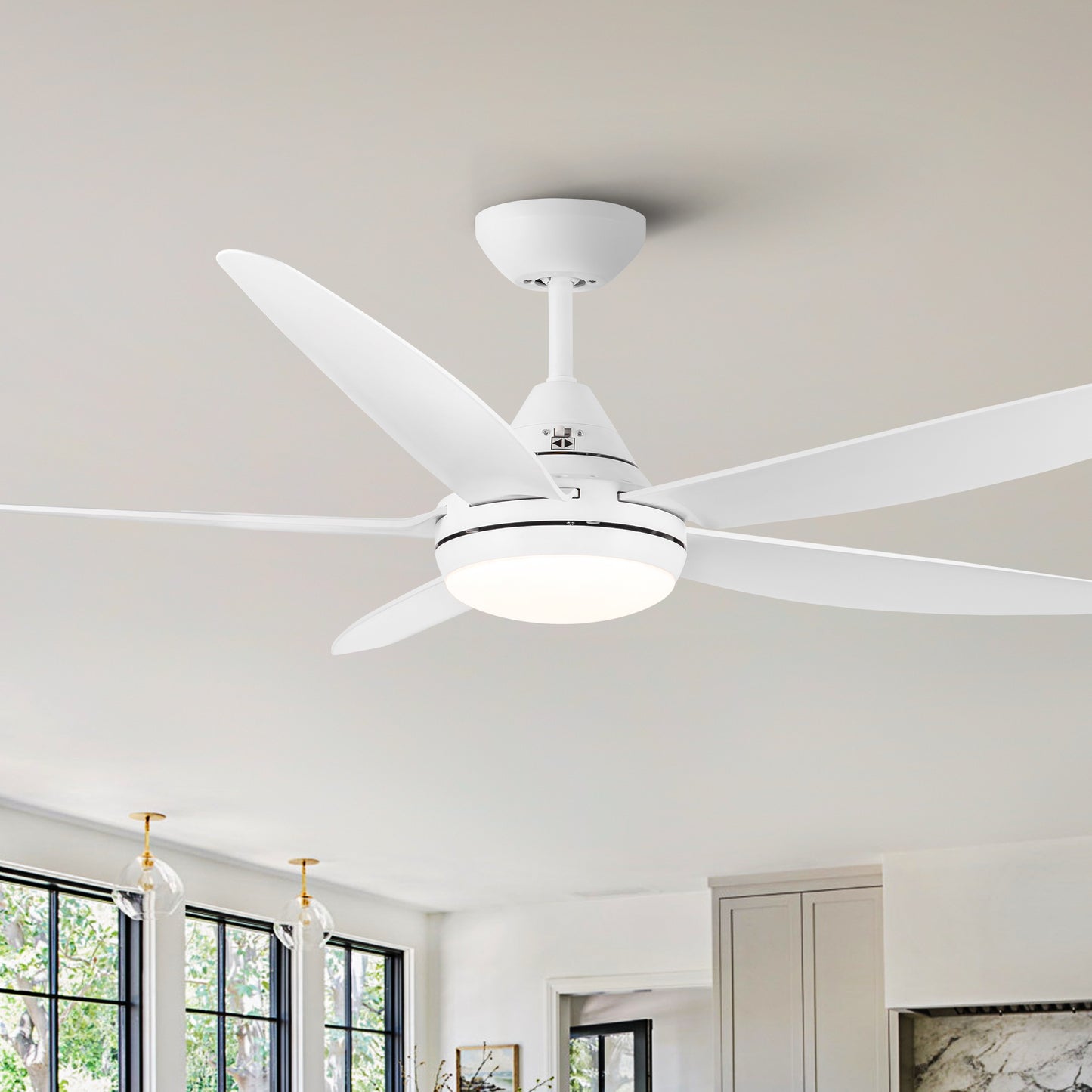 56 In Intergrated LED Ceiling Fan Lighting with White ABS Blade